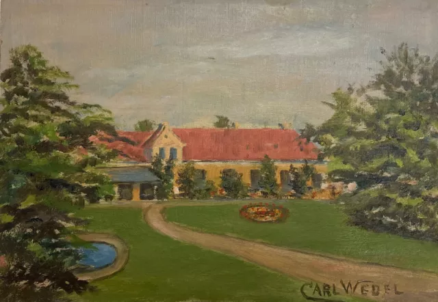 Oil Painting Impressionist Old Country House With Garden Signed 36,5 X 37,8 CM