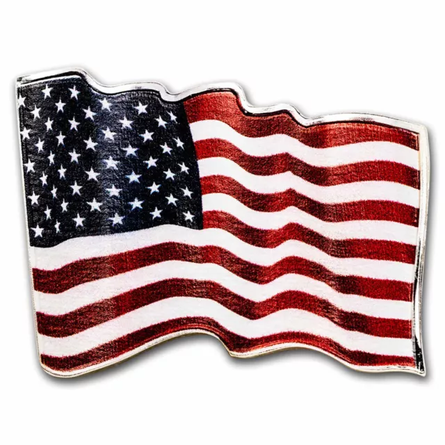 2023 Republic of Cameroon 1 oz Silver 3D Waving American Flag - SKU#279966