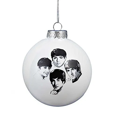 Beatles Collectible 2012 Kurt Adler 80mm Beatles White Glass Ball Xmas Ornament