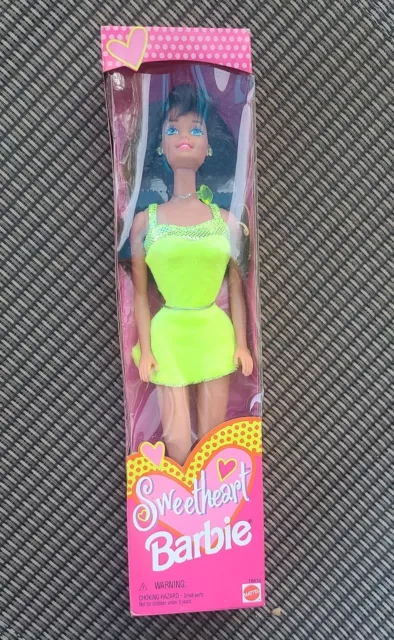 New 1997 "Sweetheart" Barbie Doll  Brunette In Neon Green Dress