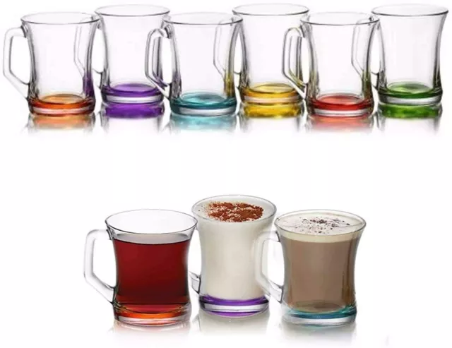LAV Coloured Set of 6 Glasses Tea Coffee Cappuccino Cups HOT Drink Mugs,225cc