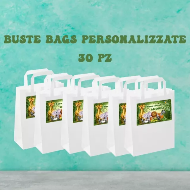 Buste bags in carta personalizzate festa a tema per compleanno shopper 30 pz
