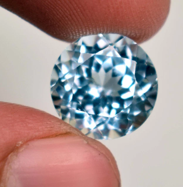 8.25 Ct Natural Brazil Blue Aquamarine Round Cut Loose Gemstone pour bijoux