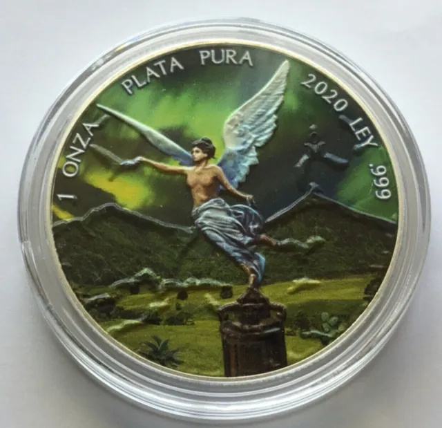 2020 Mexican Libertad 1 oz 999 Silver Coin Coloured SPRING Scene RARE