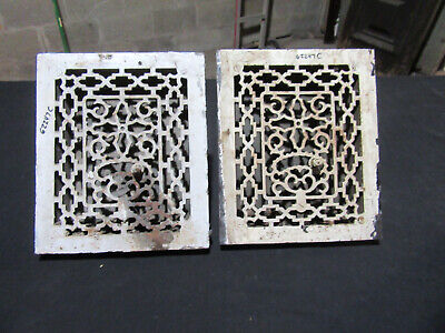 ~ Pair Ornate Antique Cast Iron Registers ~ 9.75 X 11.5 ~ Architectural Salvage