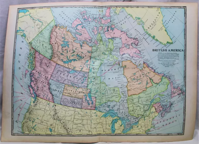Monarch Standard Atlas Map Page Plate Canada British America 1906 Vintage