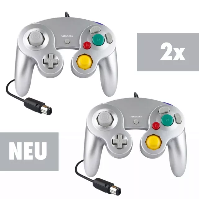 2x Controller GamePad JoyPad Kontroller 🎮 silber - Nintendo GameCube (NEU) 🆕✅