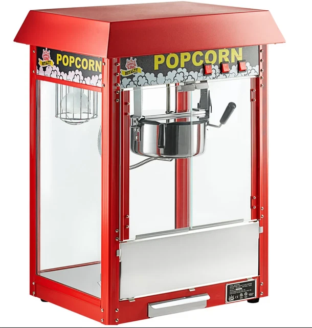 Popcorn Machine Red Electric Commercial Use 8 oz Kettle Popper Scoop 120V-1320 W