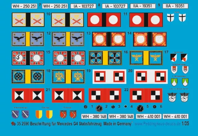 Peddinghaus-Decals 1/35 2590 Beschriftung für G4 Mercedes Stabsfahrzeug