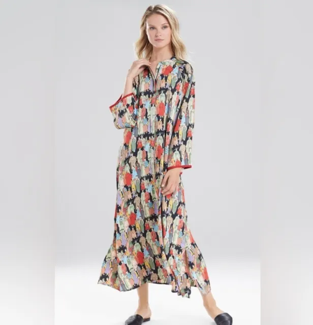 Natori Dynasty Mandarin Zip Printed Caftan