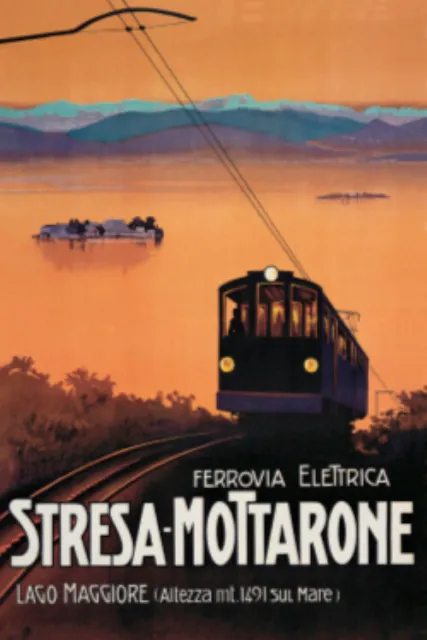 Manifesto Ferrovia Elettrica Stresa-Mottarone cm 50 x 70 (riproduzione )