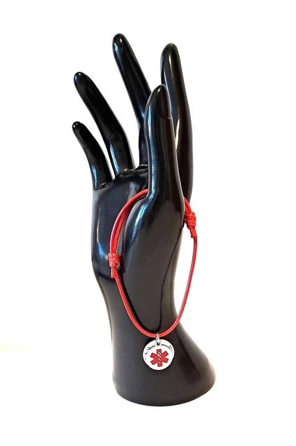 Pulsera de alerta médica estilo Cabalá nudo rojo y dije médico