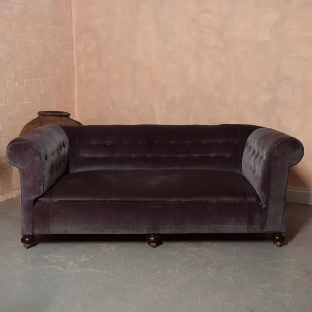 Antique Chesterfield Sofa 19th Century Victorian Drop Arm End Knoll