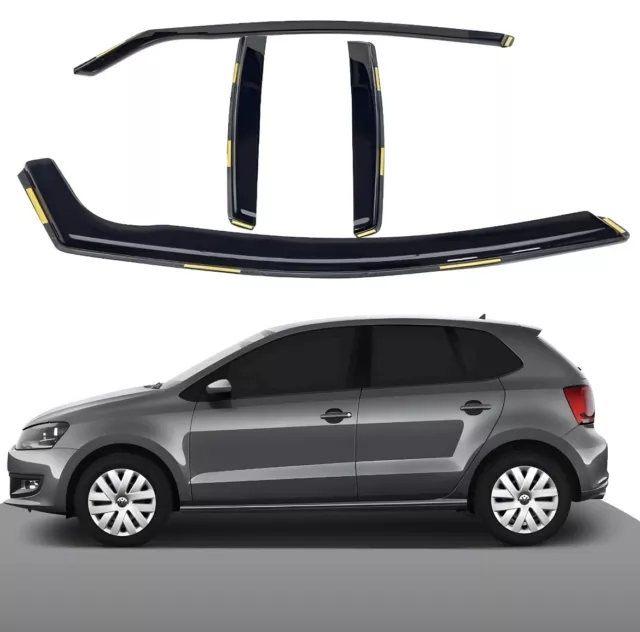 VW Polo MK5 2009-2017 5 Doors Hatchback 4pc Haibak Wind Deflectors Tinted