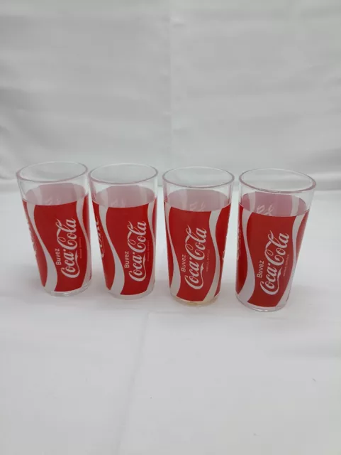 4 Stück Coca Cola Gläser Glas Buvez Drink Enjoy Coke 0,2L Vintage