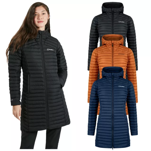 2024 Berghaus Damen Nula Mikro Lang Isoliert Jacke mit Kapuze Leichter Mantel