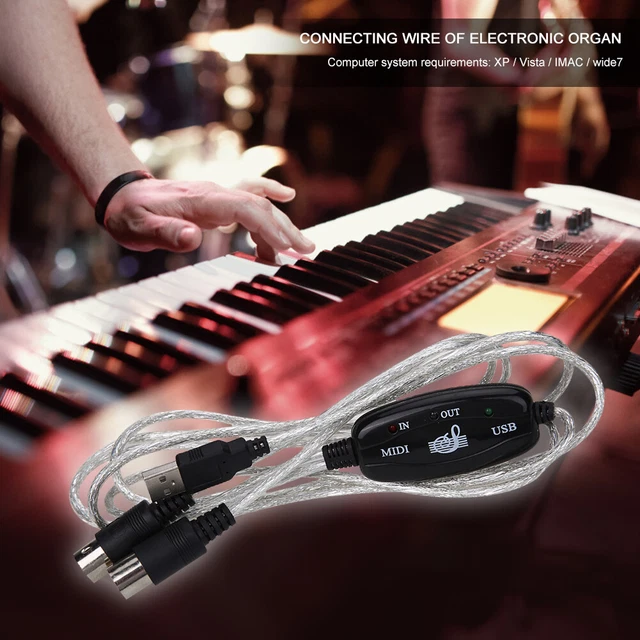 USB In-Out MIDI Interface Cable Converter PC to Music Keyboard Adapter Cord *Z