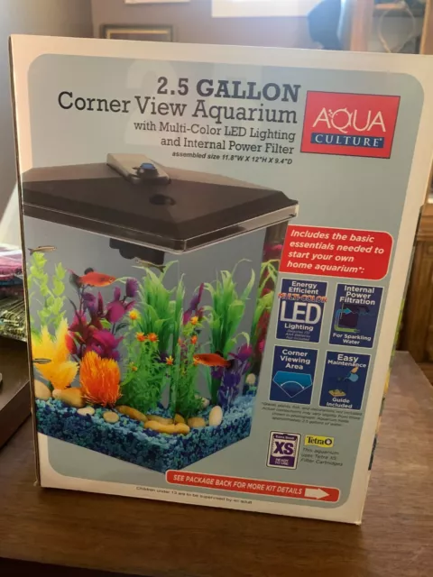 Aqua Culture 2.5-Gallon Corner Aquarium Kit with LED Lighting