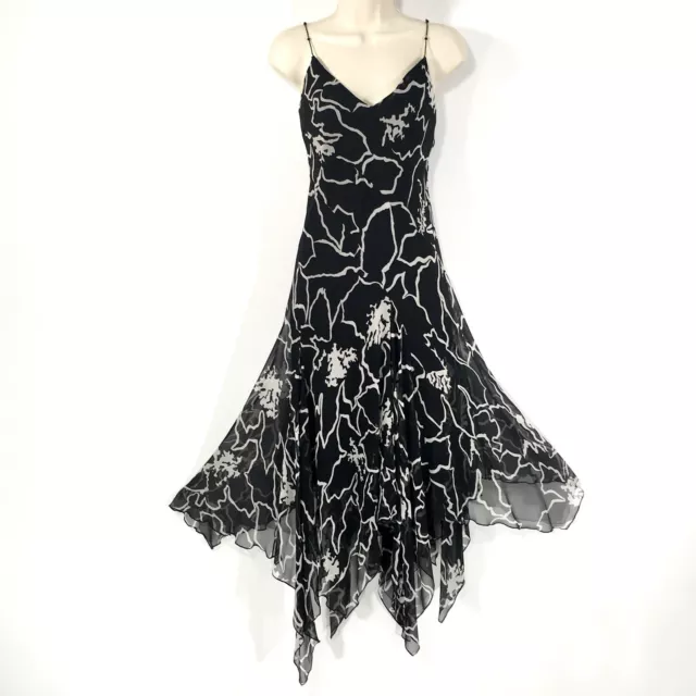 Laundry Shelli Segal Silk Asymmetrical Godet Slip Dress Sz 6 Bias Cut