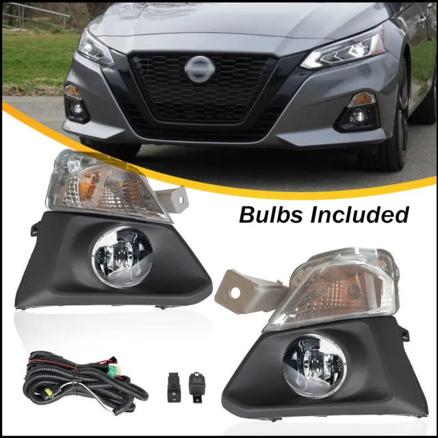 Front Fog Lights W/Harness+ Turn Signal Lamp W/Bulbs Fit 2019-2022 Nissan Altima