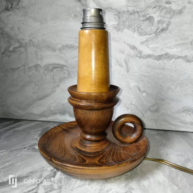 ancien pied de lampe En Bois Tourné Forme Bougeoir, Année 40/50 TBE