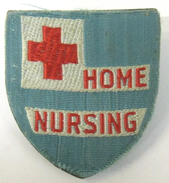 1940's WWII HOME NURSING Red Cross cloth pinback button HOME FRONT ^