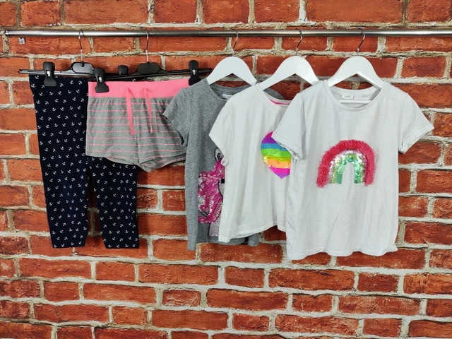 Girls Bundle Age 8-9 Years Next Gap M&S Etc Summer Shorts White Sequin Tee 134Cm