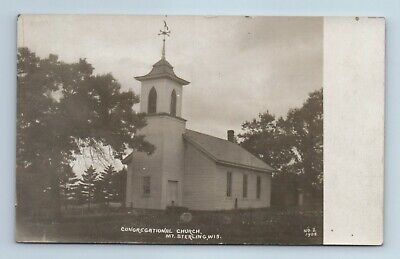RPPC Mount Sterling Wisconsin Congregational Church c1908 Real Photo Postcard