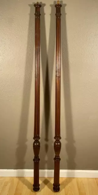 Pair of 61" Long French Antique Solid Oak Wood Posts/Pillars/Columns