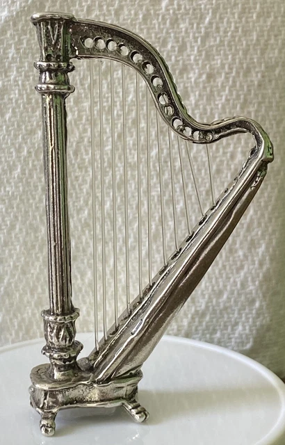 Genuine Silverissimo Vintage Solid Silver 800 - Musical Harp. Italian Handmade.