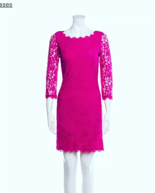 Diane von Furstenberg Pink Lace mini Dress size UK 4 Zarita Genuine DVF