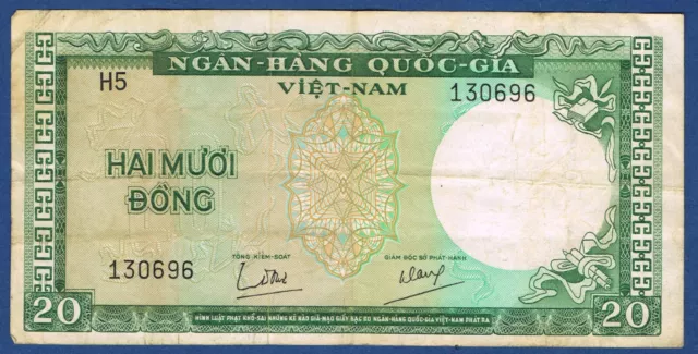 BILLET de BANQUE du VIET-NAM 20 DONG Pick n° 16.a de 1964 n d en TTB+ H5 130696