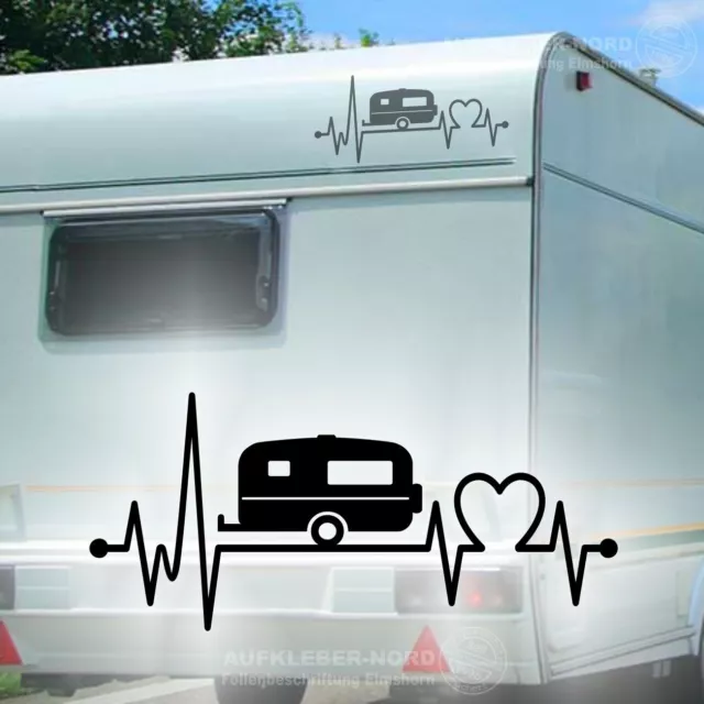 BATTEMENTS DE COEUR camping caravane 30 cm tatouage arrière autocollant  voiture camping-car vacances B21 EUR 12,90 - PicClick FR