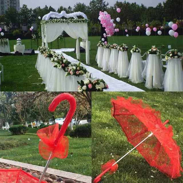 60CM Women Ladies Cotton Lace Parasol Umbrella Bridal Wedding Party Handmade SN❤