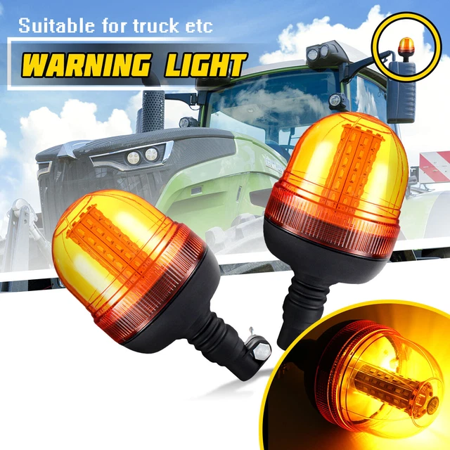 2X 60LED Rotating Flashing Amber Beacon Flexible DIN Warning Light 12V/24 V