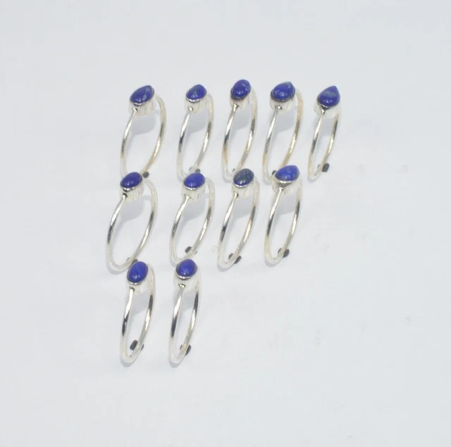 Wholesale 11Pc 925 Solid Sterling Silver Blue Lapis Lazuli Ring Lot Gtc259 E334
