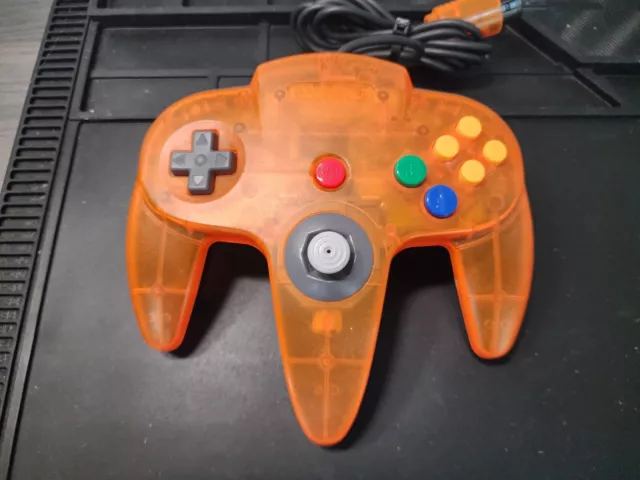 Official N64 Nintendo 64 Game Controller - Clear Fire Orange - Good Condition