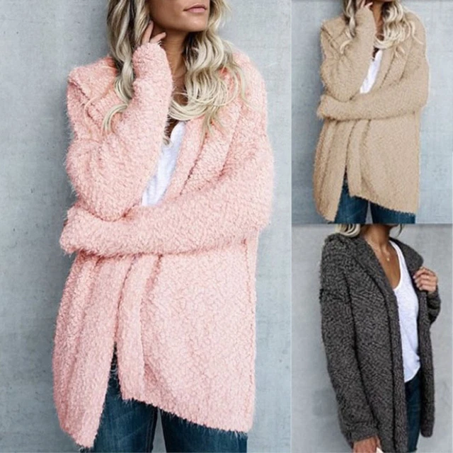 Womens Fluffy Baggy Jacket Tops Teddy Bear Coat Cardigan Ladies Fleece Hoodie