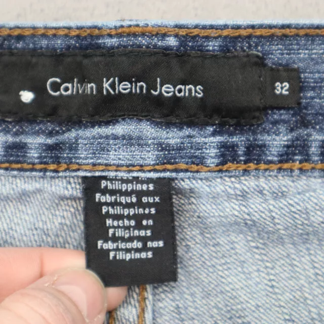 Calvin Klein Pants Womens 32 Blue Mid Rise Flat Front Denim Wide Leg Jeans 2