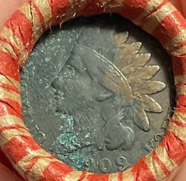 Wheat Penny Roll Older Cents Crimped Sealed with 1909 P/S Indian Head Cent #72