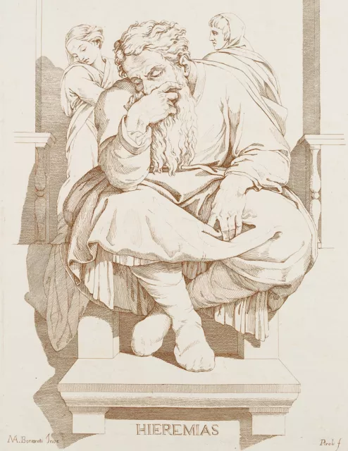 PIROLI (*1752) nach MICHELANGELO (*1475), Der Prophet Jeremias, um 1780, Rad.
