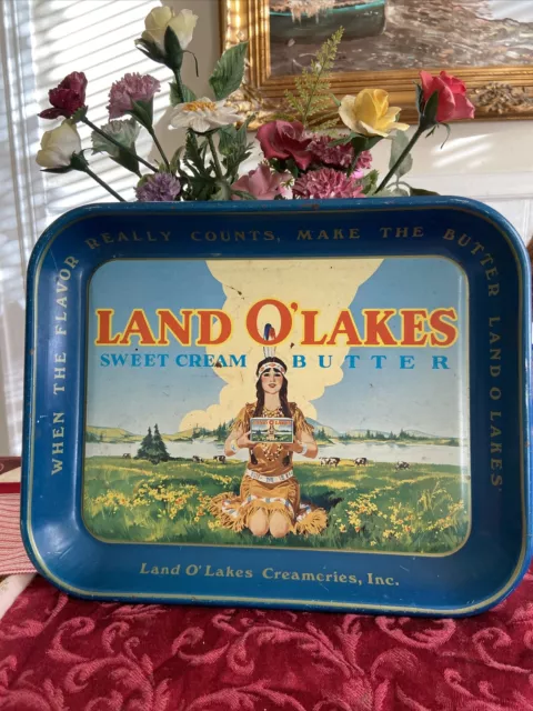 Vintage Tin Land O’ Lakes Sweet Cream Butter Advertising Tray P89