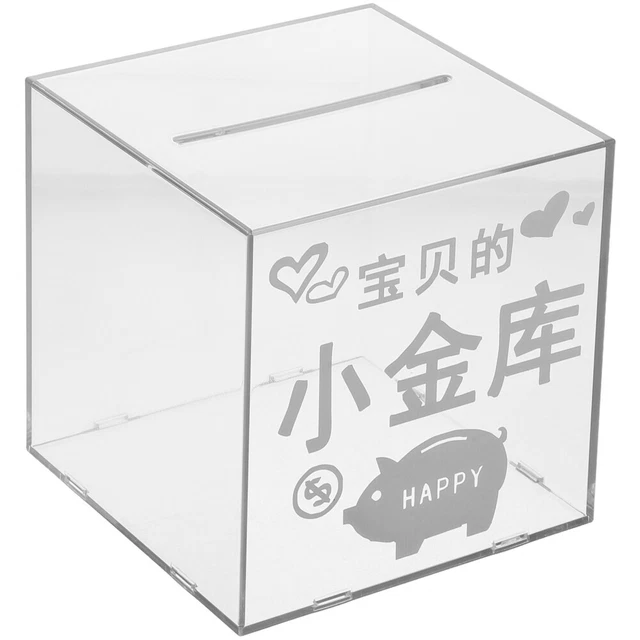 Square Money Saving Box Wear-resistant Plastic Piggy Bank Clear Coin Cash