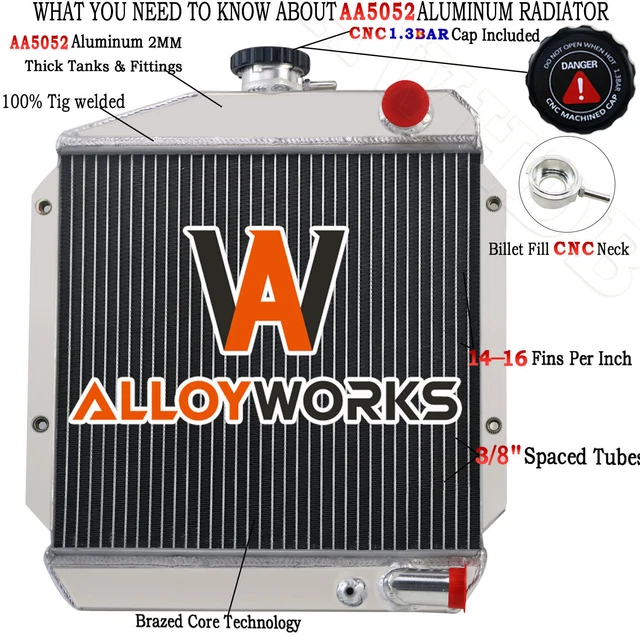3 Row Aluminum Cooling Radiator For Yanmar 3TNE74 Diesel Tractor 119621-44500