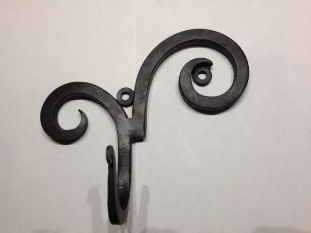 Country Farmhouse Iron Ram's Horn Single Wall Hook Rustic Black