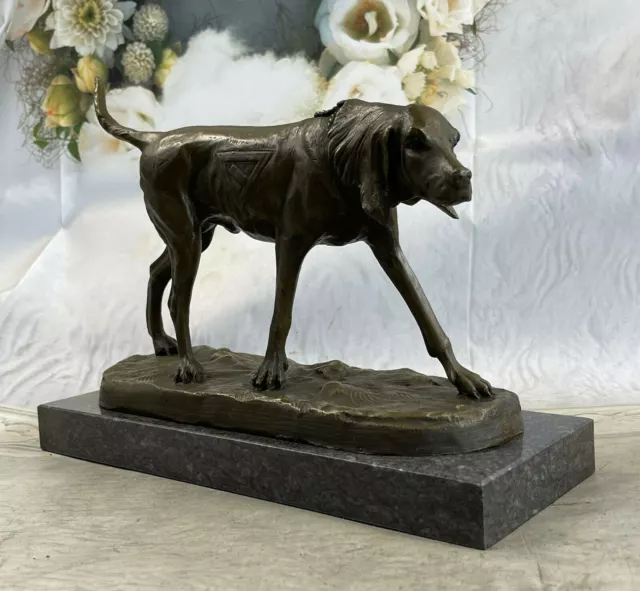 Bronze Statue Hand-carved Bloodhound DOG Animals Sculpture French Artist DEAL