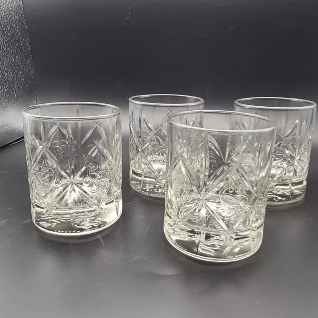 DEWAR’S set (4) Scotch Whiskey Limited Lowball Glasses Celtic Truth Knot 10 Oz