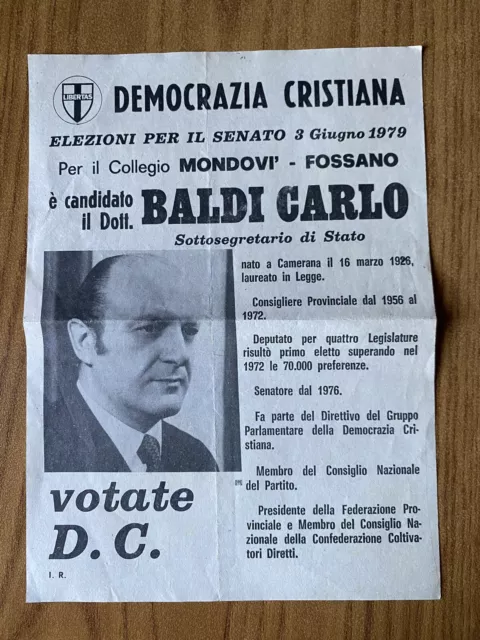 Flyer 1979 Election Senate Mondovì Fossano Democracy Christian D1