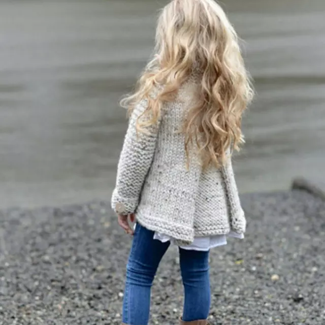 Kleinkind Knopf Strickpullover Strickjacke Mantel Kinder Baby Mädchen Outfit Kleidung Tops 3