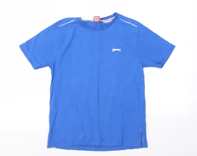 Slazenger Jungen blau 100 % Baumwolle Basic T-Shirt Größe 9 Jahre Rundhalsausschnitt